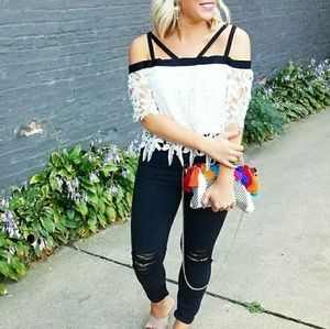 Strappy crochet lace top